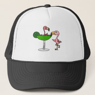 Gorra De Camionero Flamenco y Margarita rosados divertidos