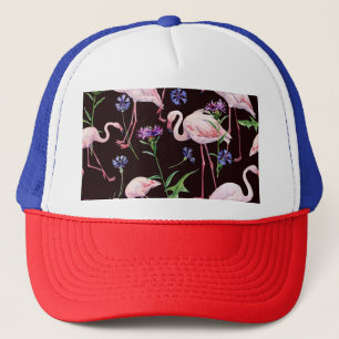 Gorra De Camionero Flamencos acuarelas y patrones de flores silvestre