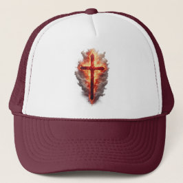 Gorra De Camionero  Flaming Christian Cross Trucker Hat
