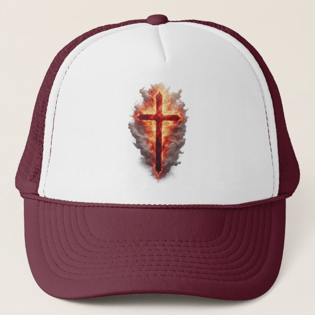 Gorra De Camionero  Flaming Christian Cross Trucker Hat (Anverso)