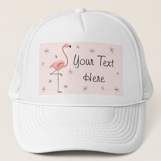 Gorra De Camionero Flamingo Camionero de texto rosa (Anverso)