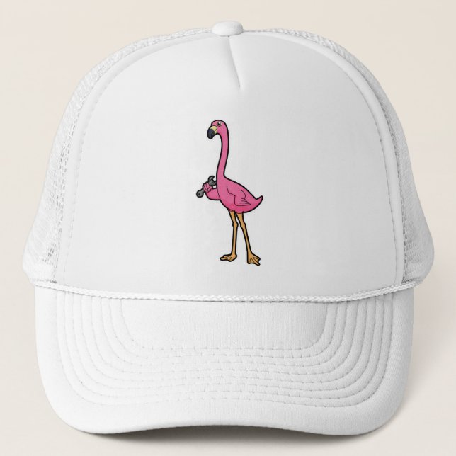Gorra De Camionero Flamingo como mecánico con llave (Anverso)