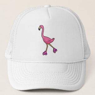 Gorra De Camionero Flamingo como patinador con patines