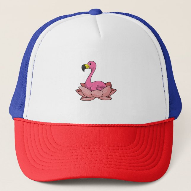 Gorra De Camionero Flamingo con flores de Lotus (Anverso)