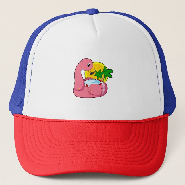 Gorra De Camionero Flamingo con piscina (Anverso)