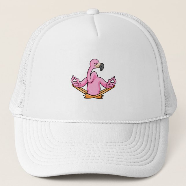 Gorra De Camionero Flamingo en el yoga en las piernas cruzadas (Anverso)