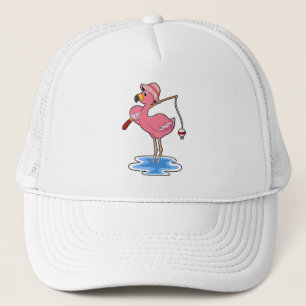Gorra De Camionero Flamingo en la pesca con barra de pesca