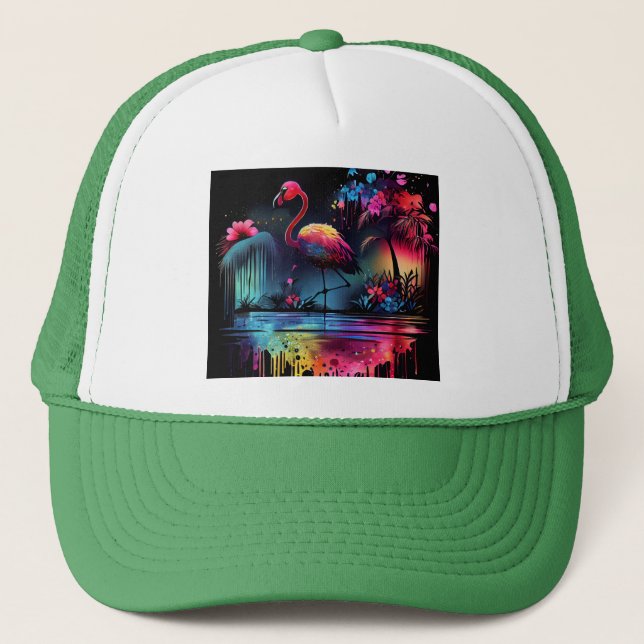 Gorra De Camionero Flamingo en un lago 63852 (Anverso)