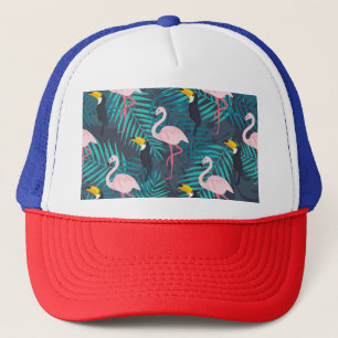 Gorra De Camionero Flamingo, toucano: patrón de hojas tropicales