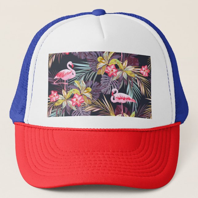 Gorra De Camionero Flamingo Tropical: Patrón veraniego sin foco (Anverso)