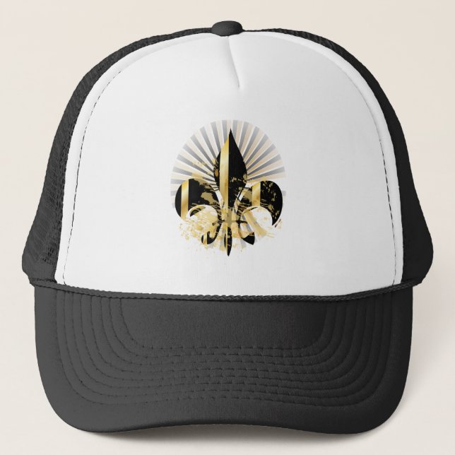 Gorra De Camionero Fleur de Lis negro y oro (Anverso)