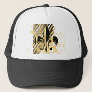 Gorra De Camionero Fleur de Lis negro y oro