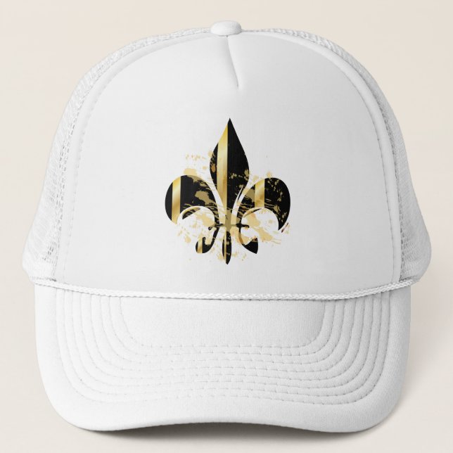 Gorra De Camionero Fleur de Lis, texto personalizable (Anverso)