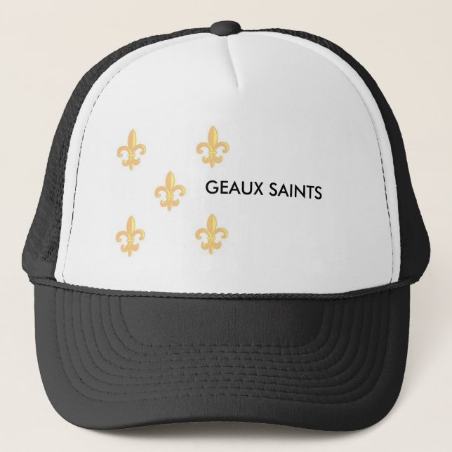 Gorra De Camionero FleurdelisGoldonWhite 1, SANTOS de GEAUX (Anverso)