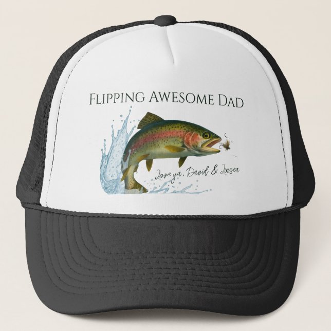 Gorra De Camionero Fliping Awesome Dad kids nombra (Anverso)