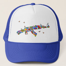 Gorra De Camionero Flor AK47 con pájaros y mariposas