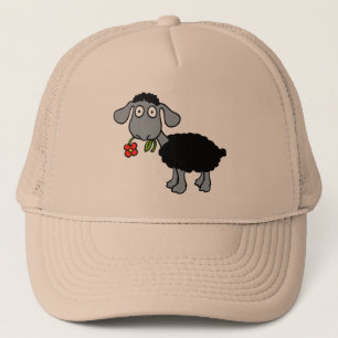 Gorra De Camionero Flor amarilla roja de cordero de oveja negra