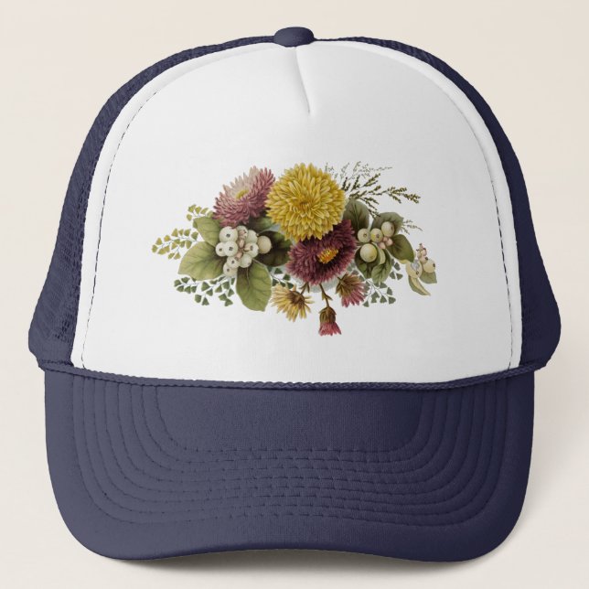 Gorra De Camionero Flor de crisantemo Flor Flor Floral (Anverso)