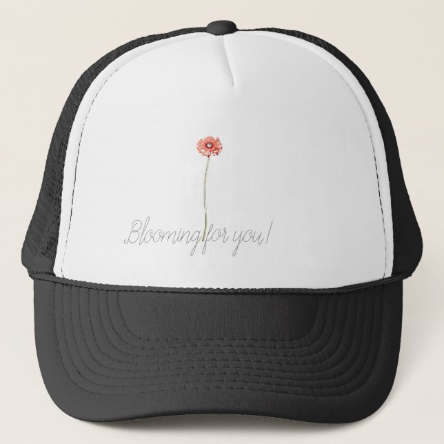 Gorra De Camionero Flor de Gerbera Roja Pálida (Anverso)