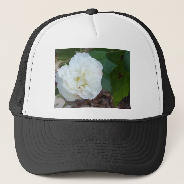 Gorra De Camionero flor de hibiscus mutabilis blanco (Anverso)