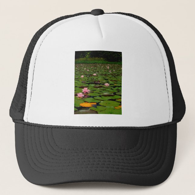 Gorra De Camionero Flor de lirio de agua de loto rosa (Anverso)
