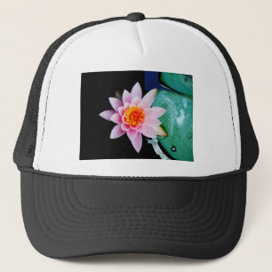 Gorra De Camionero Flor de lirio de agua rosada y naranja caliente