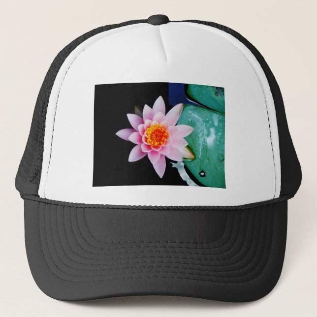 Gorra De Camionero Flor de lirio de agua rosada y naranja caliente (Anverso)