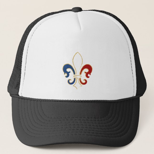 Gorra De Camionero Flor de lis francesa de la bandera con oro (Anverso)