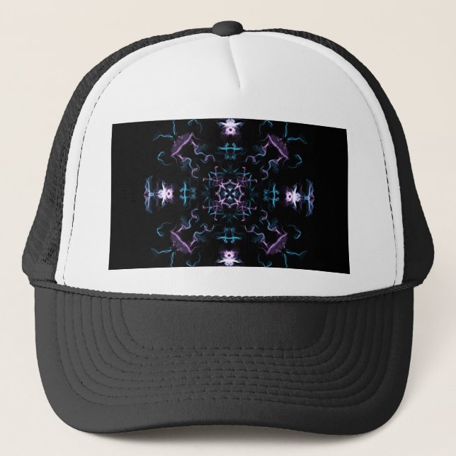 Gorra De Camionero Flor de Mandala morada y azul (Anverso)
