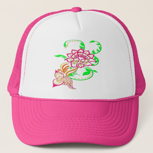 Gorra De Camionero Flor de tatuaje (Anverso)