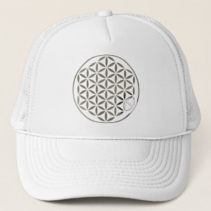 Gorra De Camionero Flor De Vida 1 - Sello Plateado