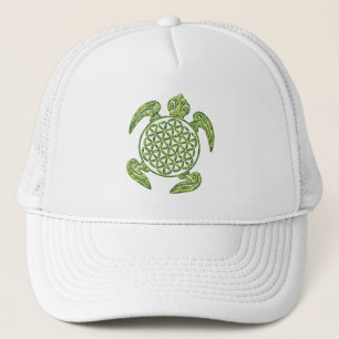 Gorra De Camionero Flor de vida / Blume des Lebes - verde tortuga
