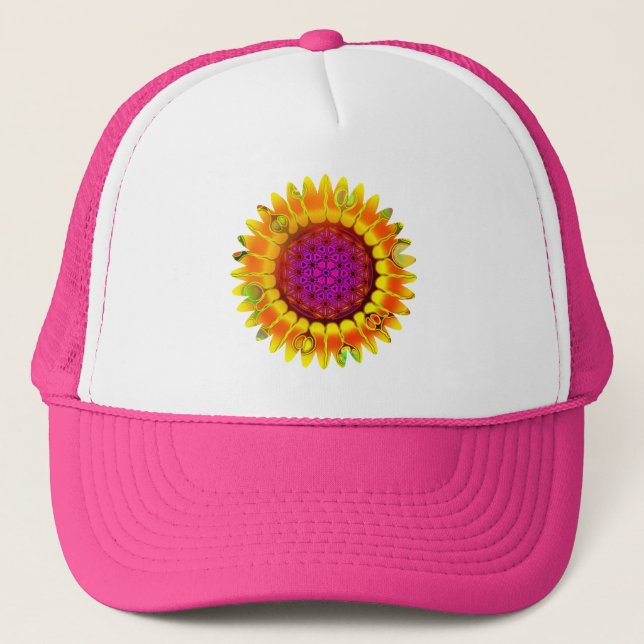 Gorra De Camionero Flor De Vida - Flor Geométrica 4 (Anverso)