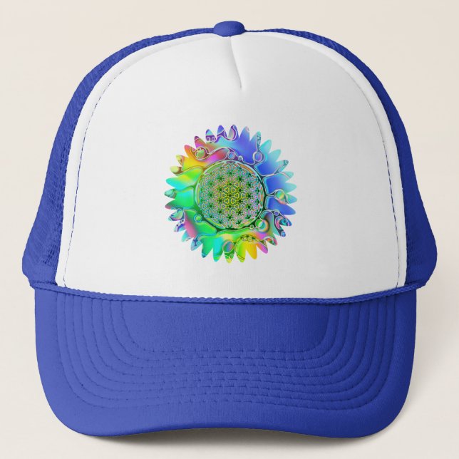 Gorra De Camionero Flor De Vida - Flor Geométrica 5 (Anverso)