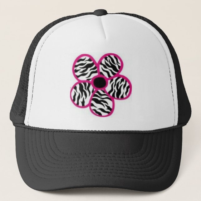 Gorra De Camionero Flor del estampado de zebra (Anverso)
