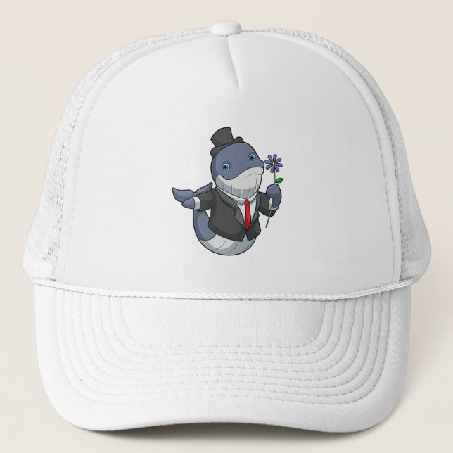 Gorra De Camionero Flor Groom Boda de ballenas (Anverso)