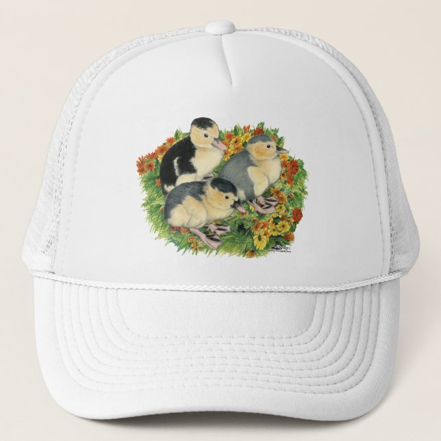 Gorra De Camionero Flor Jardín Ducklings (Anverso)