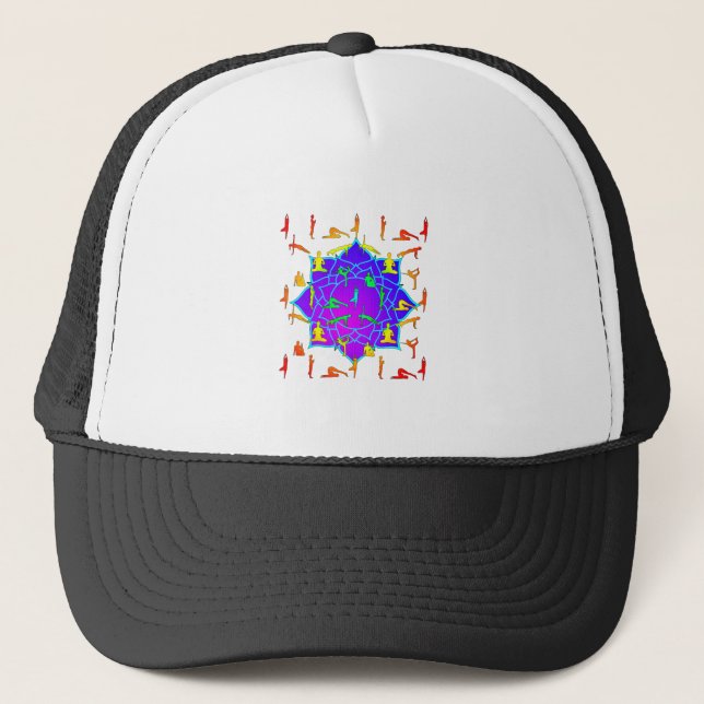 Gorra De Camionero Flor Lotus Con Polos De Yoga (Anverso)