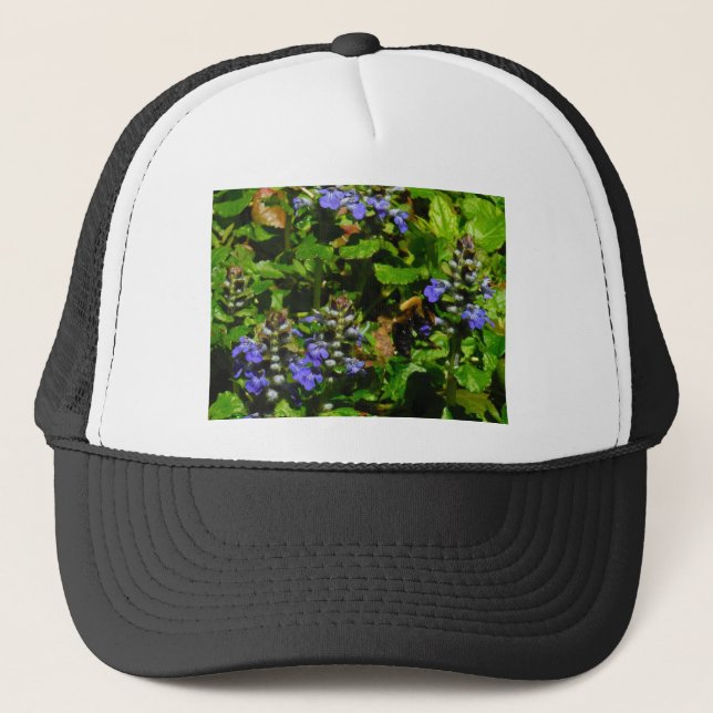Gorra De Camionero Flor morada y abeja burbuja (Anverso)