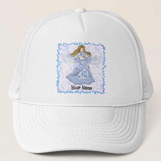 Gorra De Camionero Flor pansy ángel cristiano (Anverso)