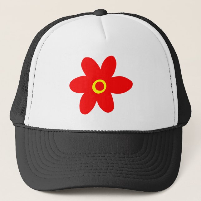 Gorra De Camionero Flor roja grande (Anverso)