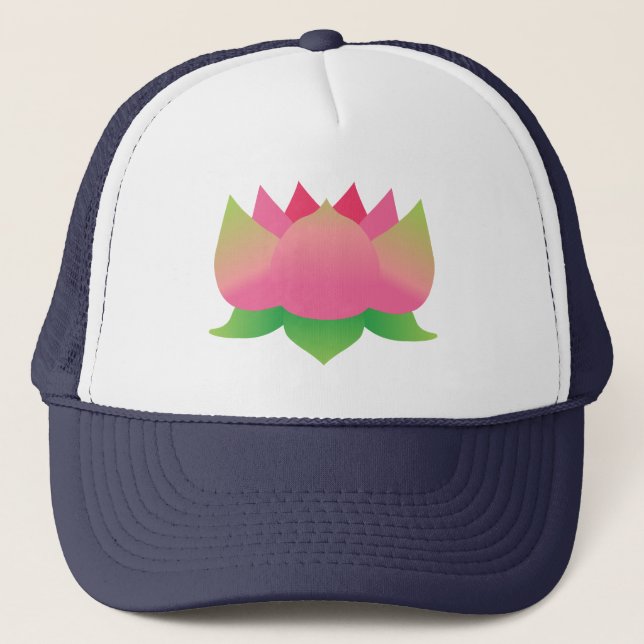 Gorra De Camionero Flor rosa Lotus (Anverso)