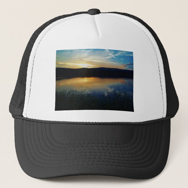 Gorra De Camionero Flor silvestre, puesta de sol azul (Anverso)