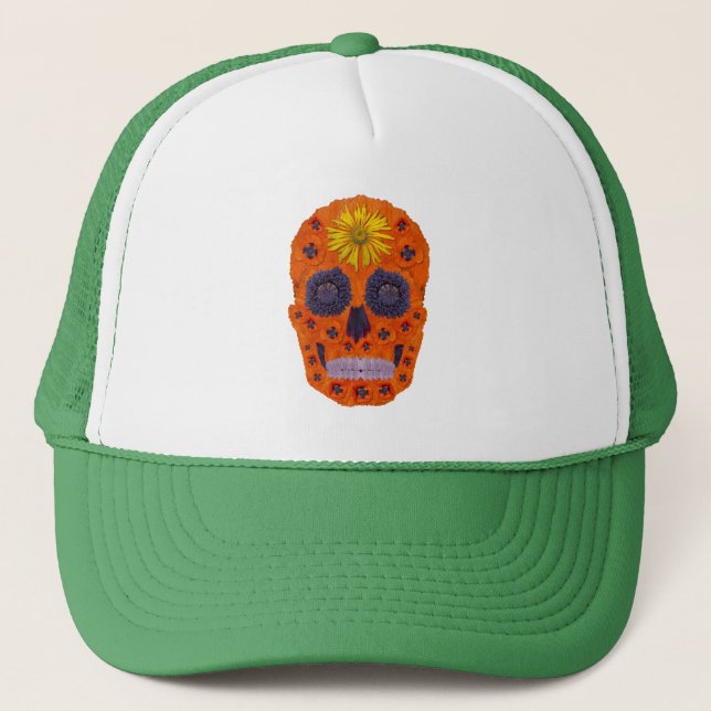 Gorra De Camionero Flor Skull 1 (Anverso)
