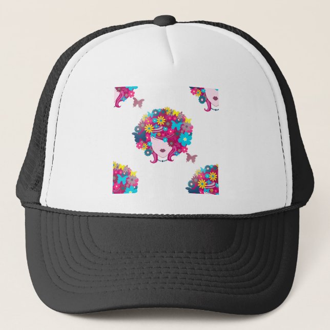 Gorra De Camionero floral afro (Anverso)