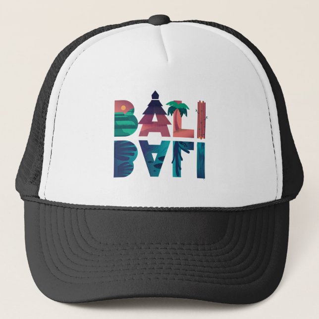 Gorra De Camionero Floral de Bali Indonesia (Anverso)