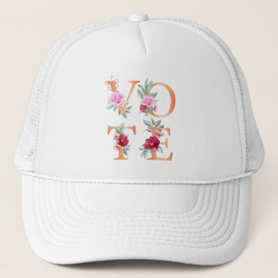 Gorra De Camionero Floral de Melocotón Elegante Femenino Vota