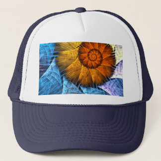 Gorra De Camionero Floral Orange Yellow Blue Abstract Art