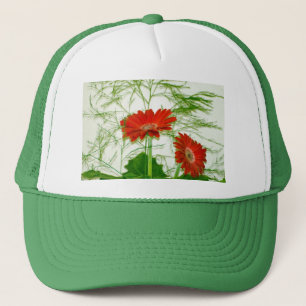 Gorra De Camionero Floral Rojo