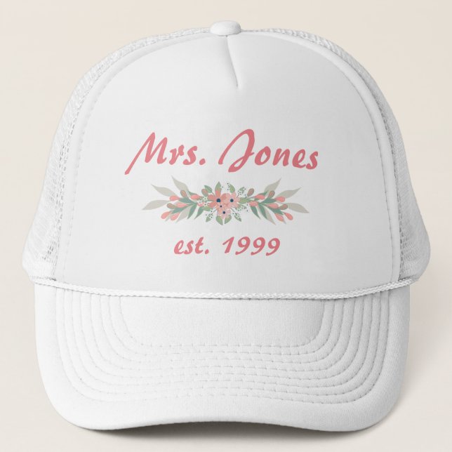 Gorra De Camionero Floral rosa de novia (Anverso)